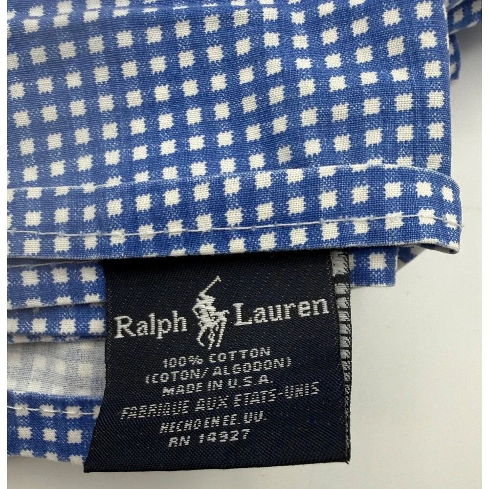 Ralph Lauren Flat Sheet TWIN Blue Gingham Check Plaid `100% Cotton USA